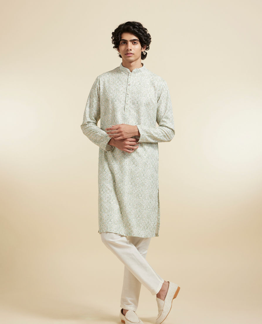 Diwas Men Serene Green Cotton Kurta Pajama