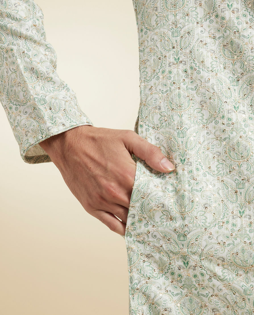 Diwas Men Serene Green Cotton Kurta Pajama