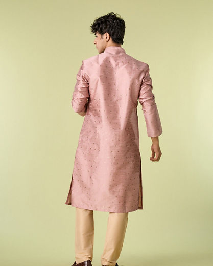 Diwas Men Elegant Peach Silk Kurta Pajama Set