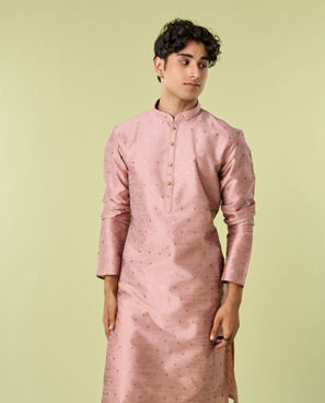 Diwas Men Elegant Peach Silk Kurta Pajama Set