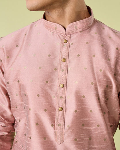 Diwas Men Elegant Peach Silk Kurta Pajama Set