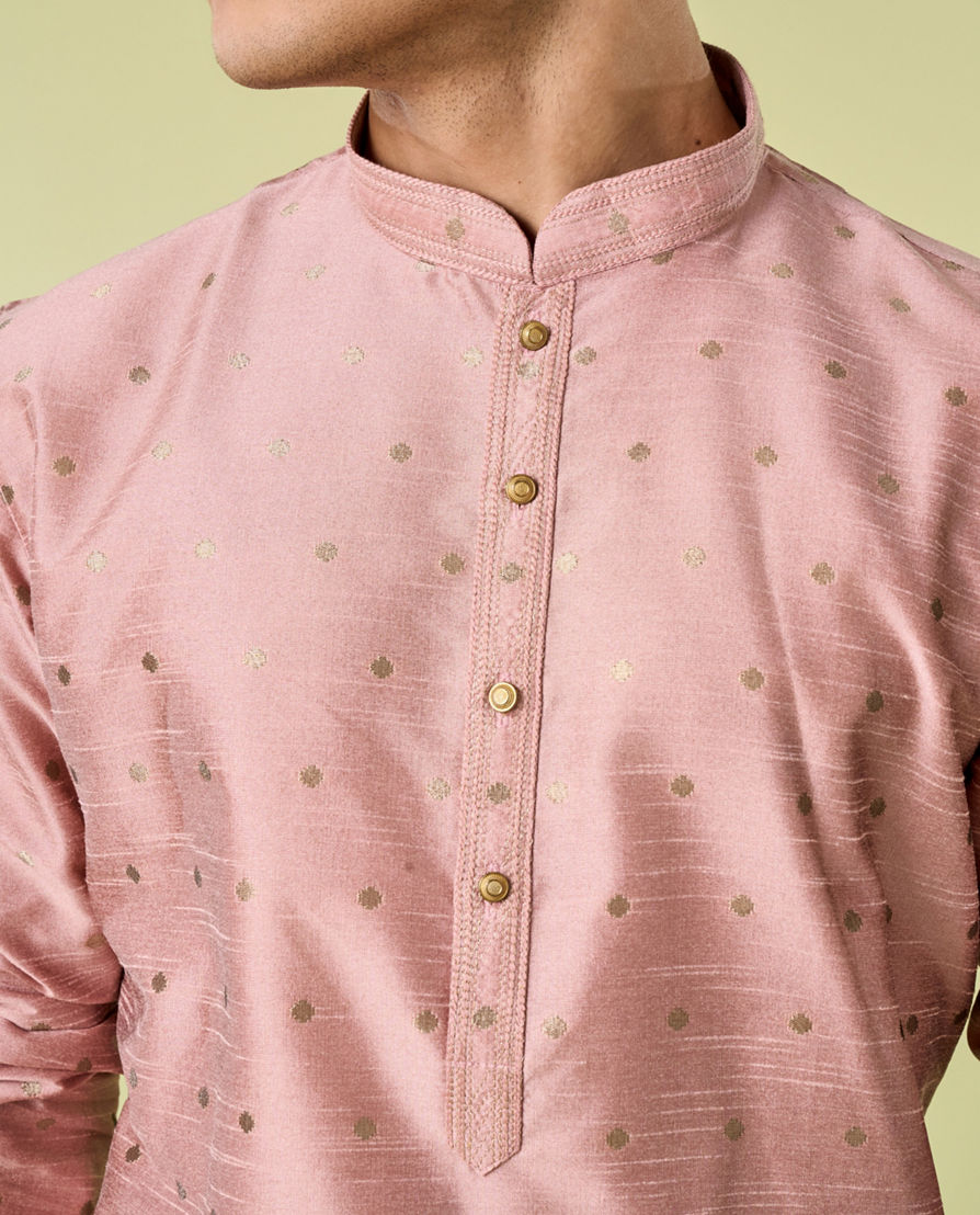 Diwas Men Elegant Peach Silk Kurta Pajama Set