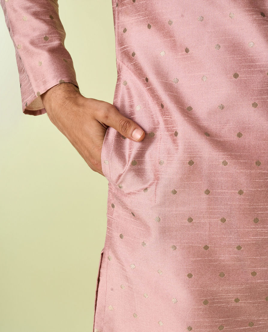 Diwas Men Elegant Peach Silk Kurta Pajama Set
