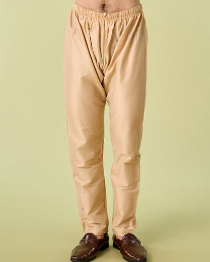 Diwas Men Elegant Peach Silk Kurta Pajama Set