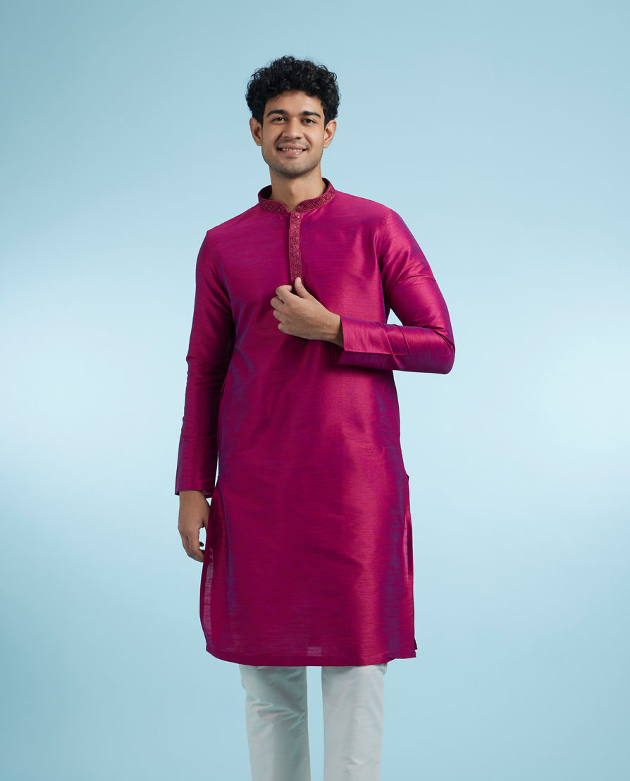 Diwas Men Regal Rani Pink Kurta Pajama