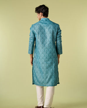 Diwas Men Aqua Green Elegance Kurta Pajama