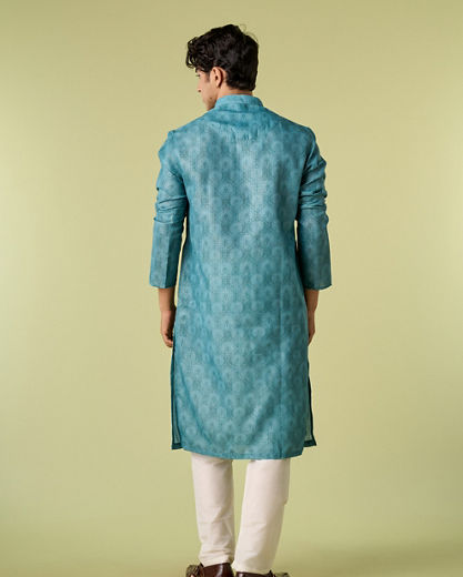 Diwas Men Aqua Green Elegance Kurta Pajama