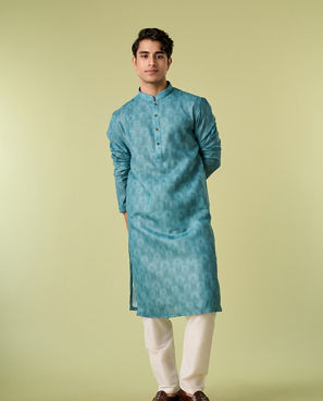 Diwas Men Aqua Green Elegance Kurta Pajama