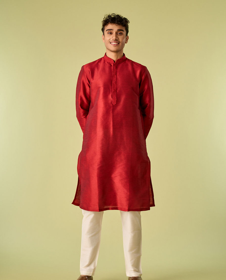 Diwas Men Maroon Elegance Kurta Pajama Set