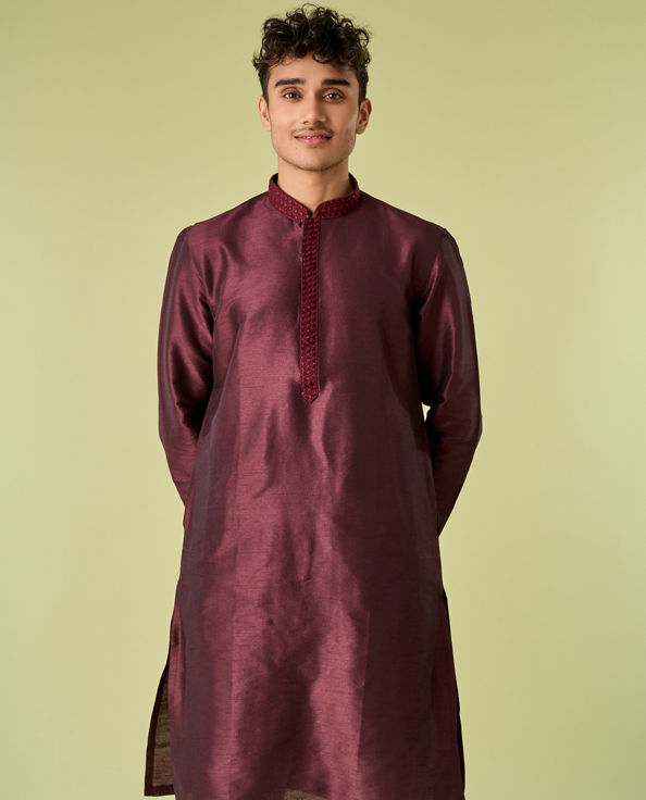 Diwas Men Wine Elegance Kurta Pyjama
