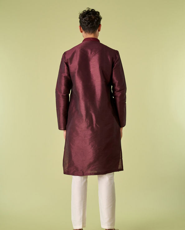 Diwas Men Wine Elegance Kurta Pyjama