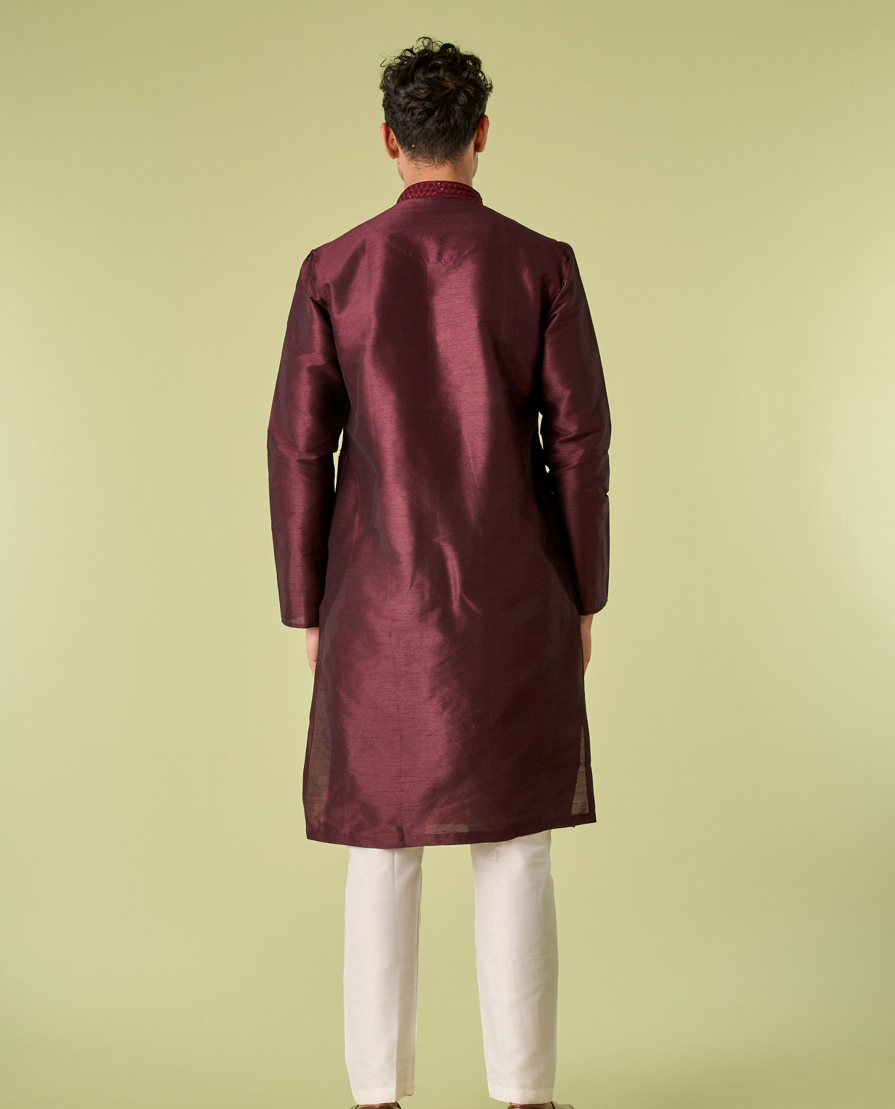 Diwas Men Wine Elegance Kurta Pyjama