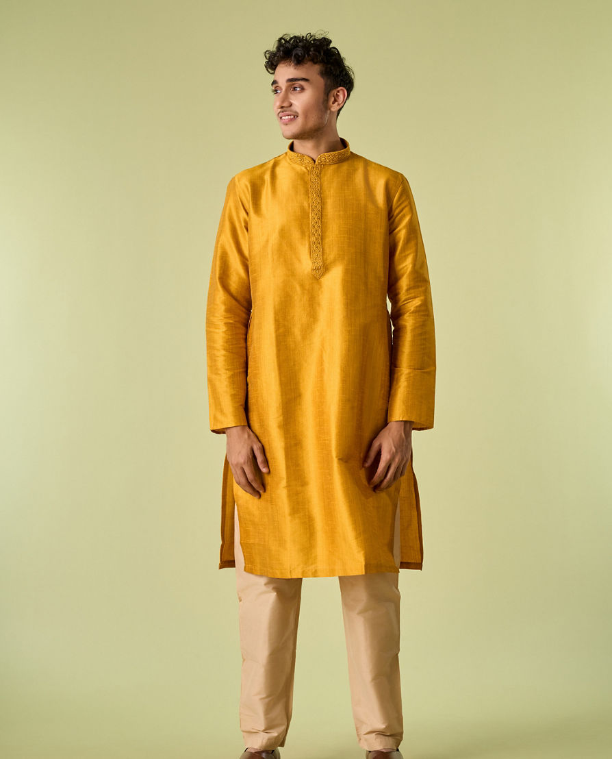 Diwas Men Radiant Mustard Kurta Pajama