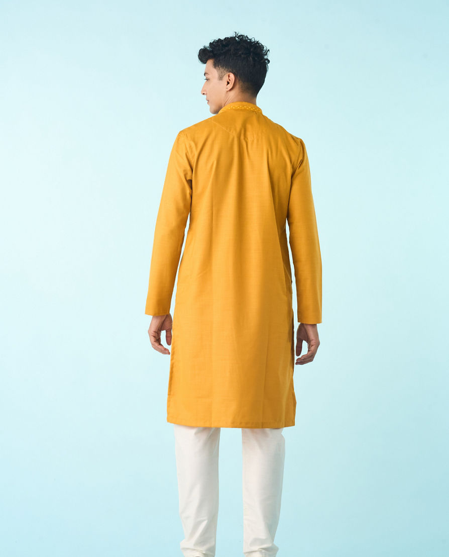 Diwas Men Mustard Mosaic Kurta Pajama