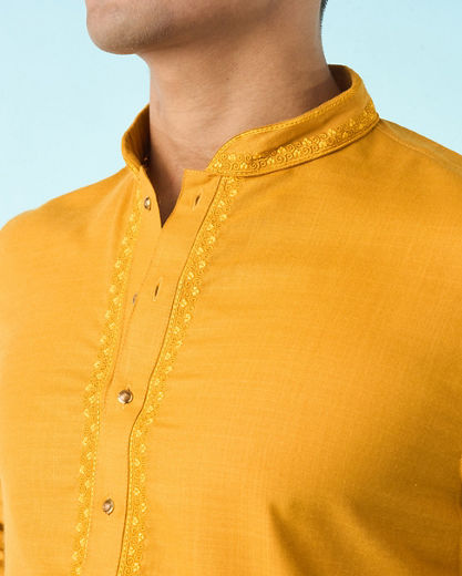 Diwas Men Mustard Mosaic Kurta Pajama