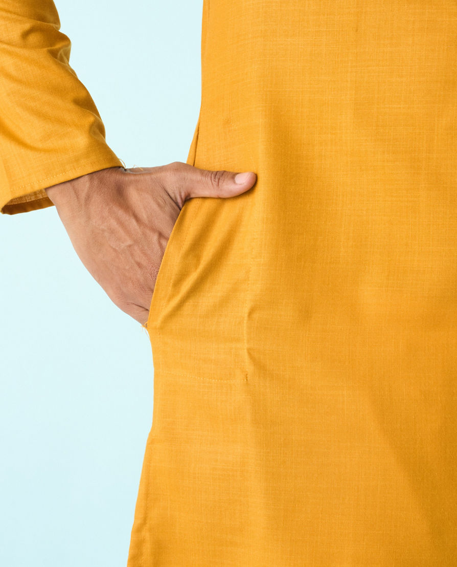 Diwas Men Mustard Mosaic Kurta Pajama