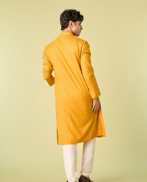 Diwas Men Mustard Mosaic Kurta Pajama