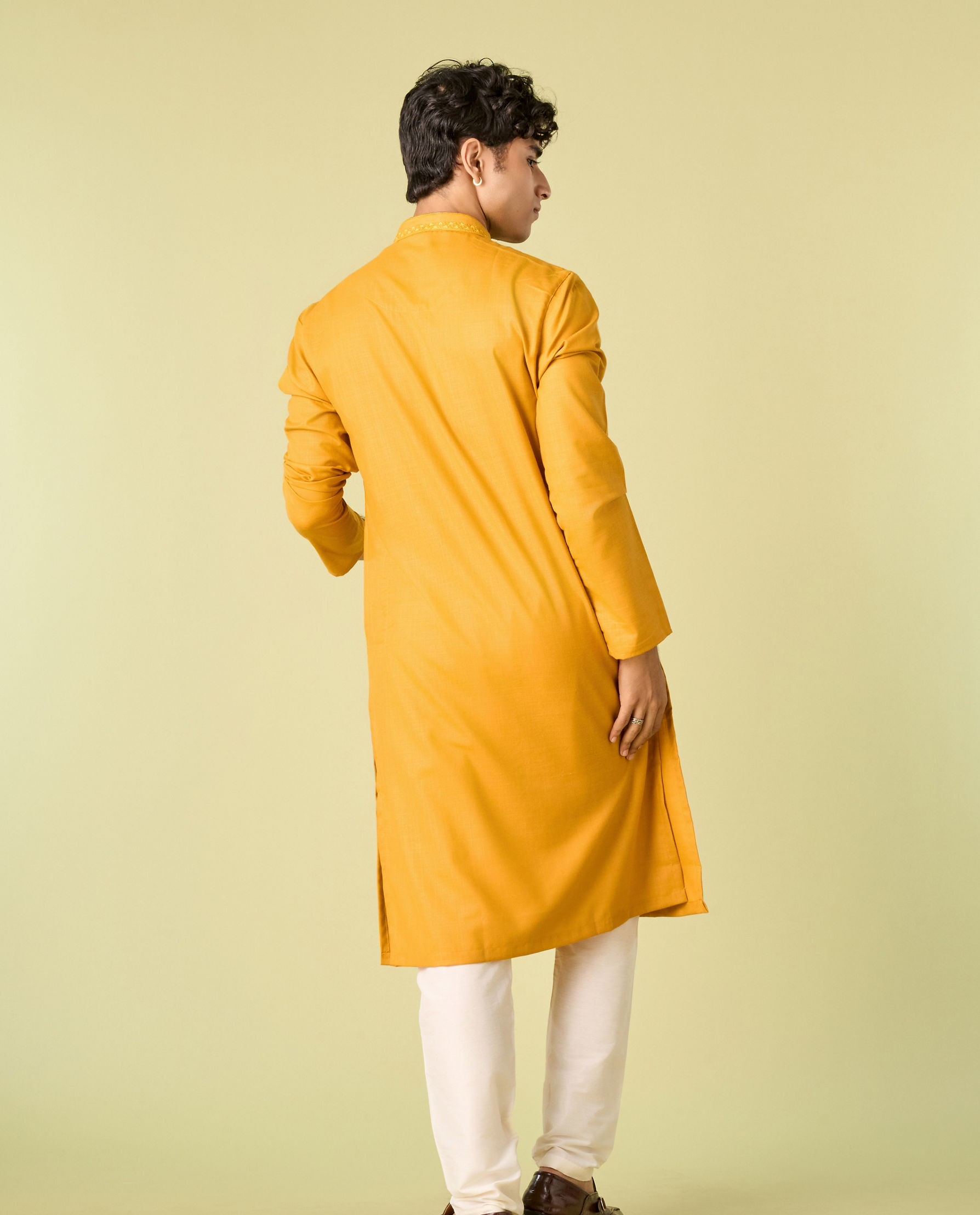 Diwas Men Mustard Mosaic Kurta Pajama