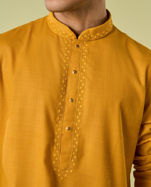 Diwas Men Mustard Mosaic Kurta Pajama