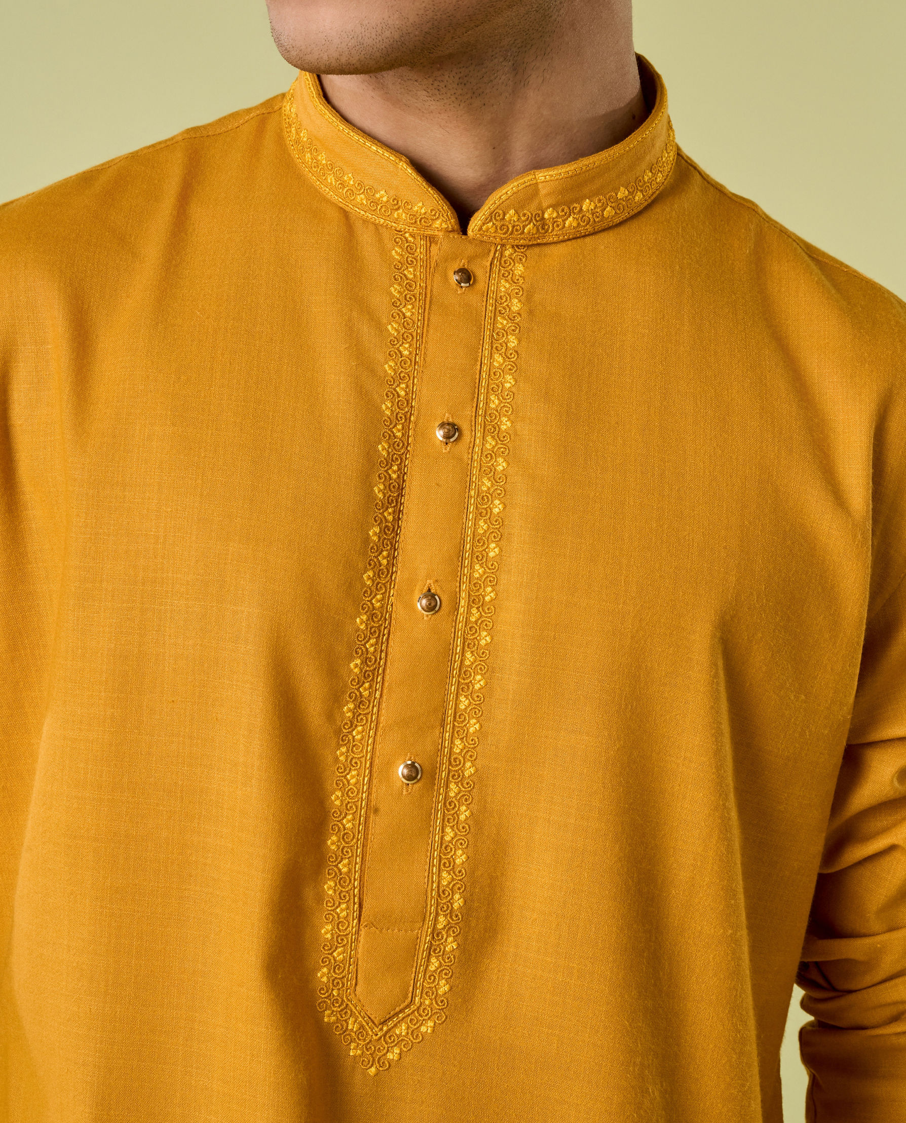 Diwas Men Mustard Mosaic Kurta Pajama