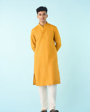 Diwas Men Mustard Mosaic Kurta Pajama