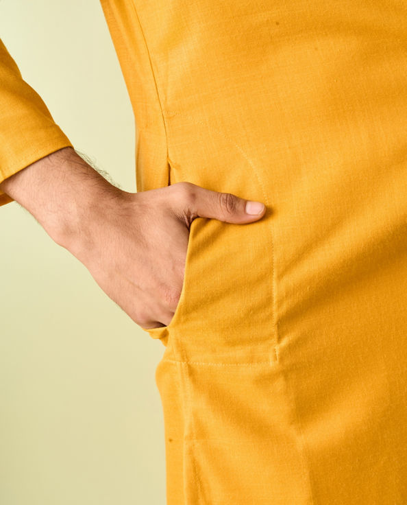 Diwas Men Mustard Mosaic Kurta Pajama