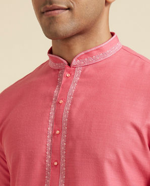 Diwas Men Coral Pink Dazzle Kurta Pajama