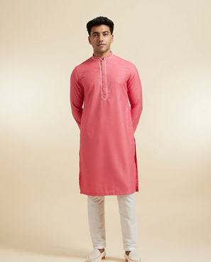 Diwas Men Coral Pink Dazzle Kurta Pajama