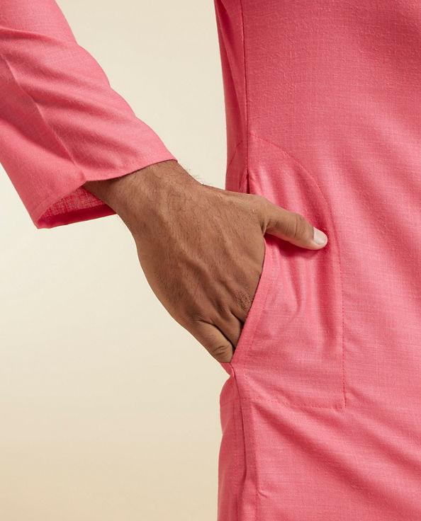 Diwas Men Coral Pink Dazzle Kurta Pajama