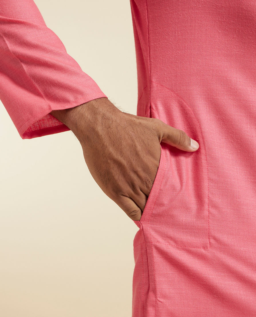 Diwas Men Coral Pink Dazzle Kurta Pajama