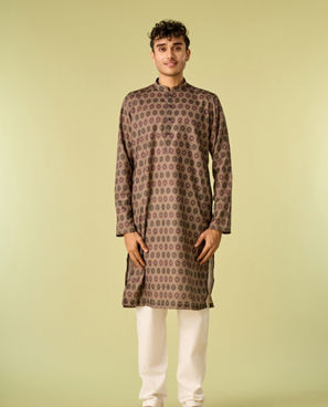 Diwas Men Graceful Olive Green Kurta Pajama