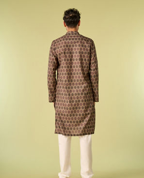 Diwas Men Graceful Olive Green Kurta Pajama