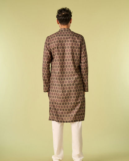 Diwas Men Graceful Olive Green Kurta Pajama