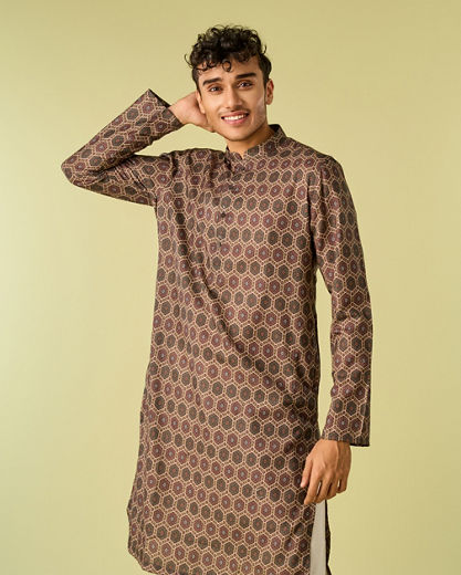 Diwas Men Graceful Olive Green Kurta Pajama