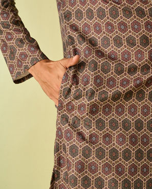 Diwas Men Graceful Olive Green Kurta Pajama