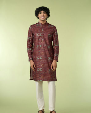 Diwas Men Exotic Brown Blend Cotton Kurta Pajama