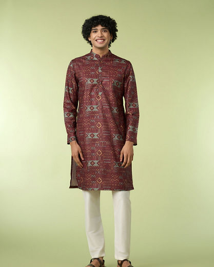 Diwas Men Exotic Brown Blend Cotton Kurta Pajama