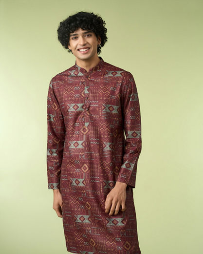 Diwas Men Exotic Brown Blend Cotton Kurta Pajama