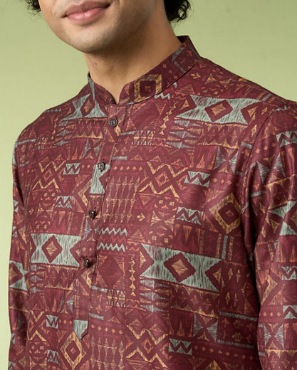 Diwas Men Exotic Brown Blend Cotton Kurta Pajama