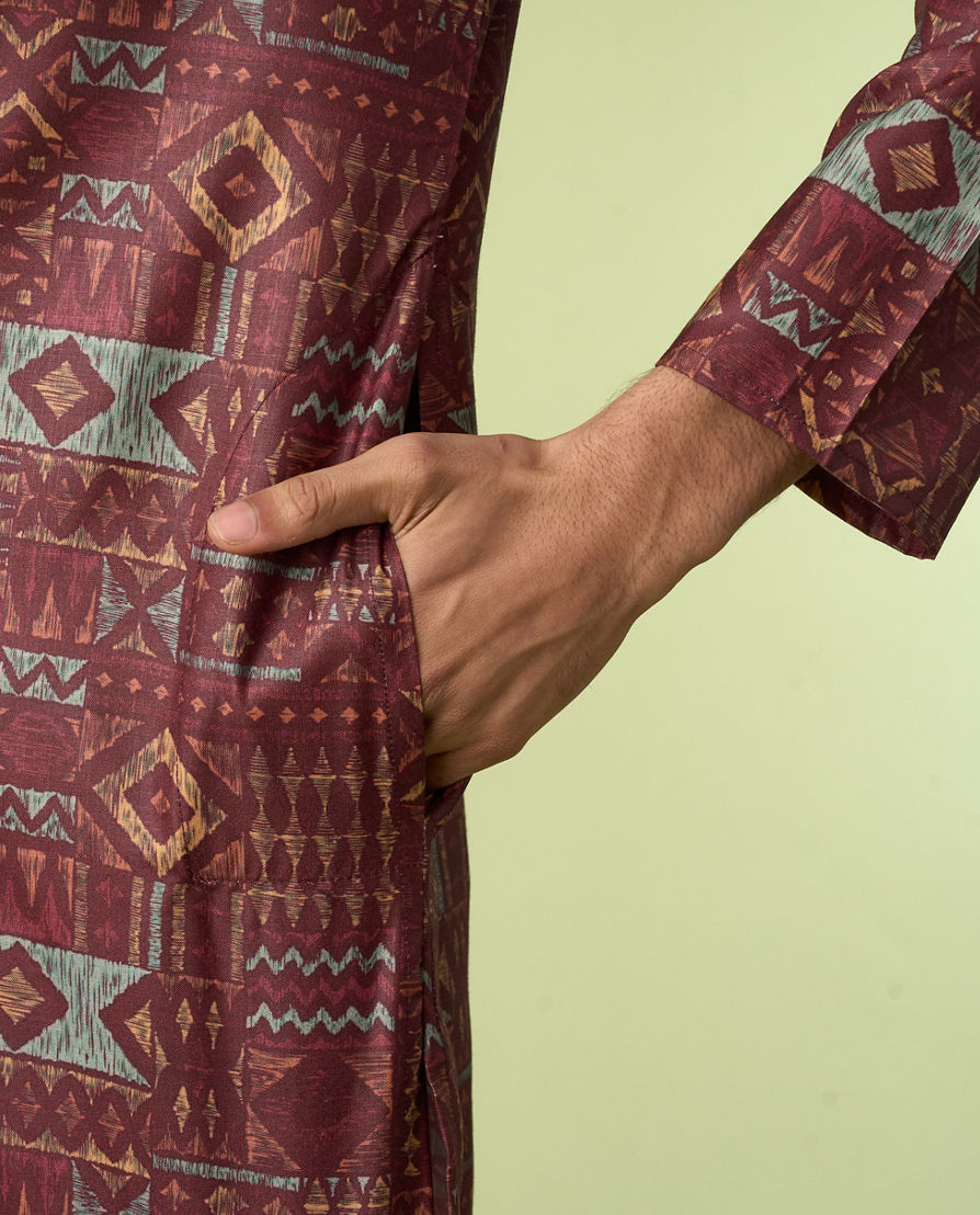 Diwas Men Exotic Brown Blend Cotton Kurta Pajama
