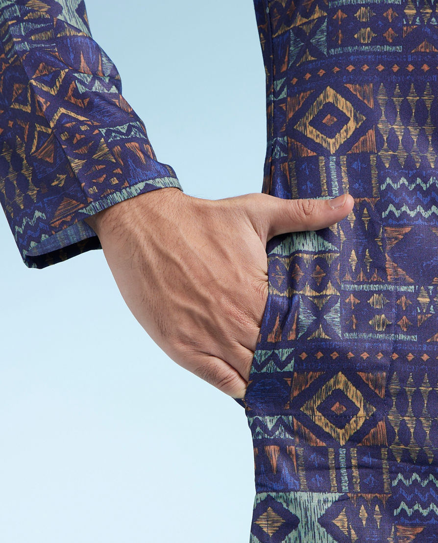 Diwas Men Dark Blue Elegance Kurta Pajama