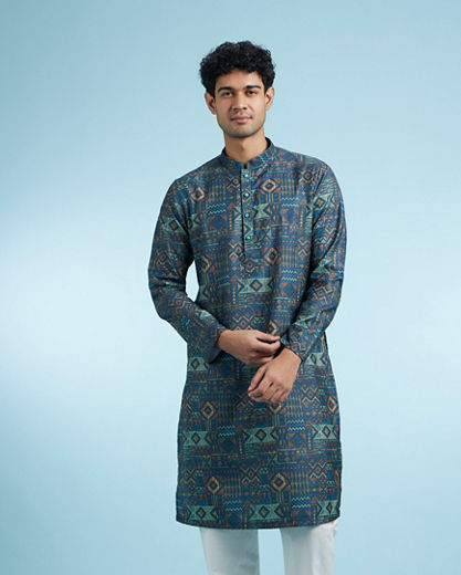 Diwas Men Elegant Teal Blue Kurta Pajama