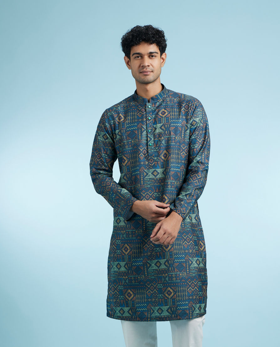 Diwas Men Elegant Teal Blue Kurta Pajama
