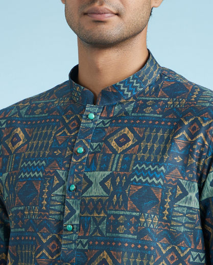 Diwas Men Elegant Teal Blue Kurta Pajama