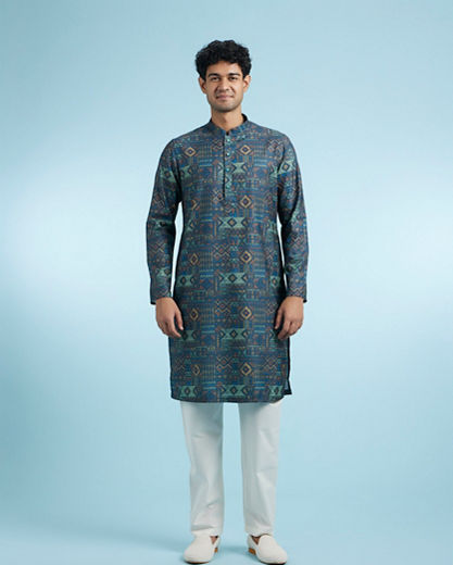 Diwas Men Elegant Teal Blue Kurta Pajama