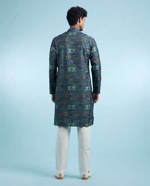 Diwas Men Elegant Teal Blue Kurta Pajama