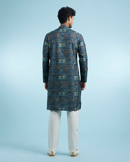 Diwas Men Elegant Teal Blue Kurta Pajama
