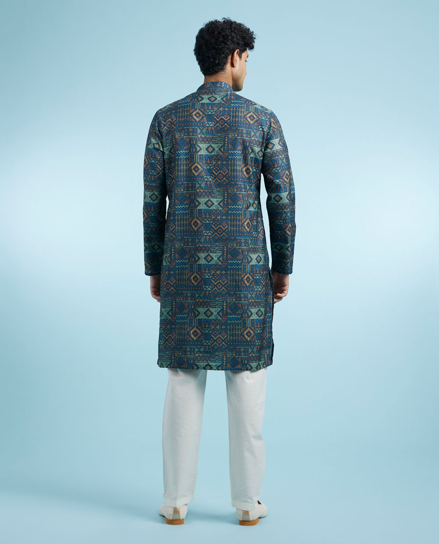 Diwas Men Elegant Teal Blue Kurta Pajama