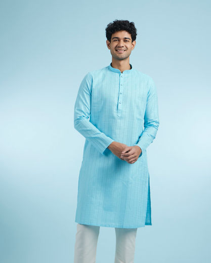 Diwas Men Light Blue Cotton Kurta Pajama
