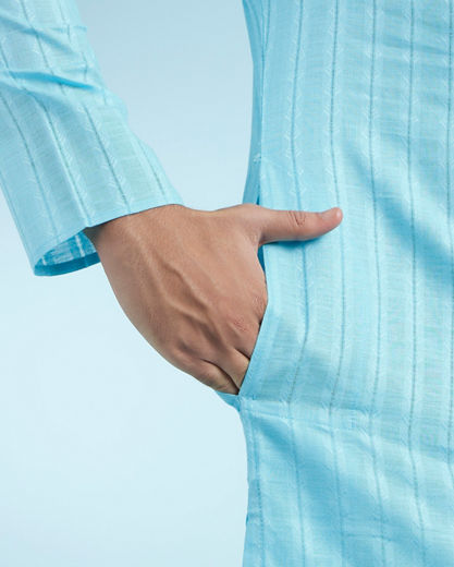 Diwas Men Light Blue Cotton Kurta Pajama